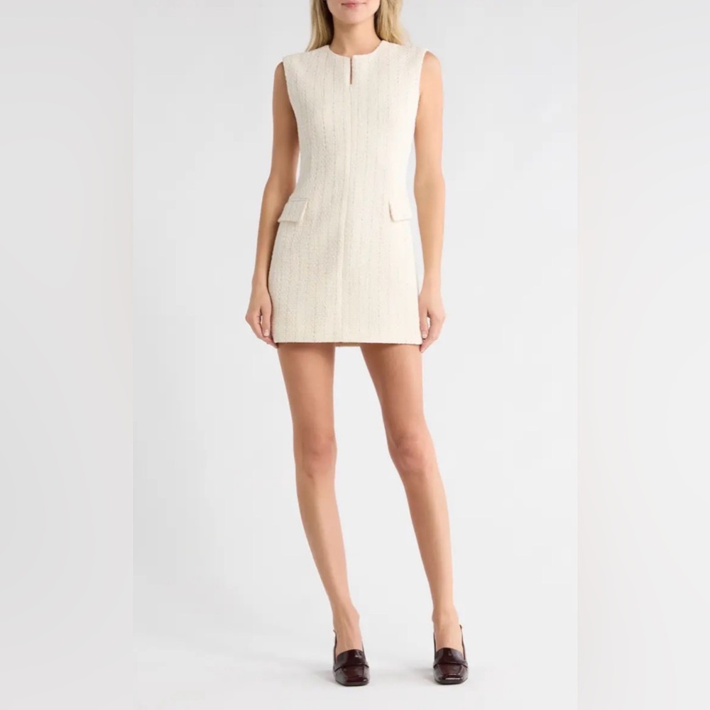 Rag & Bone Roslyn Tweed Shift Mini Dress Cream Sleeveless Size 16 NWOT